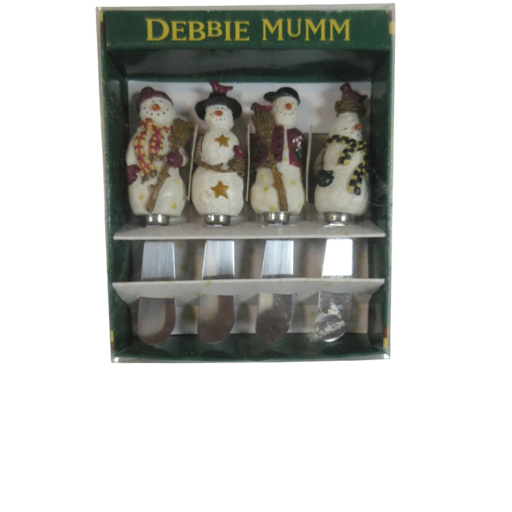 Debbie Mumm Snowman Spreaders Set of 4 Christmas Holiday Cheese Knives 12655